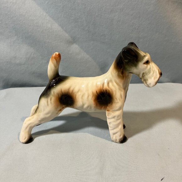 Mid Century Modern Bone China Airedale Terrior‎ Dog Figurine 5"  Japan Vintage - Picture 1 of 11